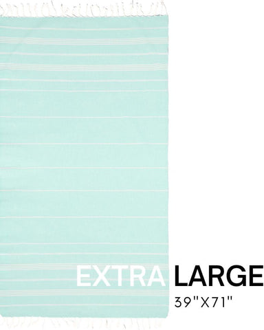 BAY LAUREL Turkish Beach Towel with Travel Bag 39 x 71 Quick Dry Sand Free Lightweight Large Oversized Towels Light - (Aqua with Blue Floral Bag)
