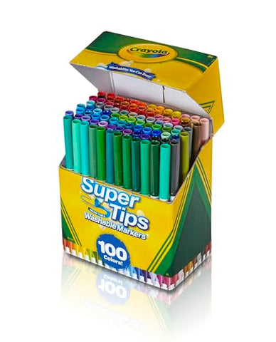 Crayola Super Tips Marker Set (100ct), Fine Point Washable Markers, Drawing Markers for Kids & Adults, Great for Thick & Thin Lines