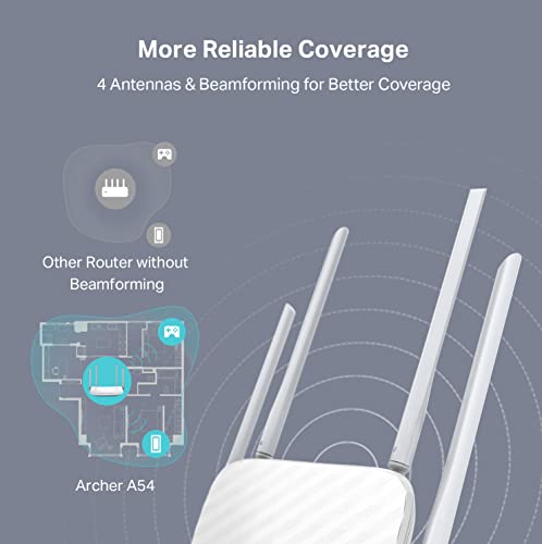 TP-Link AC1200 WiFi Router (Archer A54) - Dual Band Wireless Internet Router, 4 x 10/100 Mbps Fast Ethernet Ports, Supports Guest WiFi, Access Point Mode, IPv6 and Parental Controls