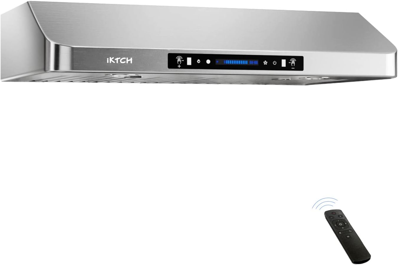 IKTCH 36 Inch Under Cabinet Range Hood with 900-CFM, 4 Speed Gesture Sensing&Touch Control Panel, Stainless Steel Kitchen Vent with 3 Pcs Baffle Filters(IKC01-36)
