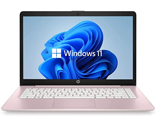 HP Newest 14" HD Laptop, Windows 11, Intel Celeron Dual-Core Processor Up to 2.60GHz, 4GB RAM, 64GB SSD, Webcam, Dale Pink(Renewed) (Dale Pink)