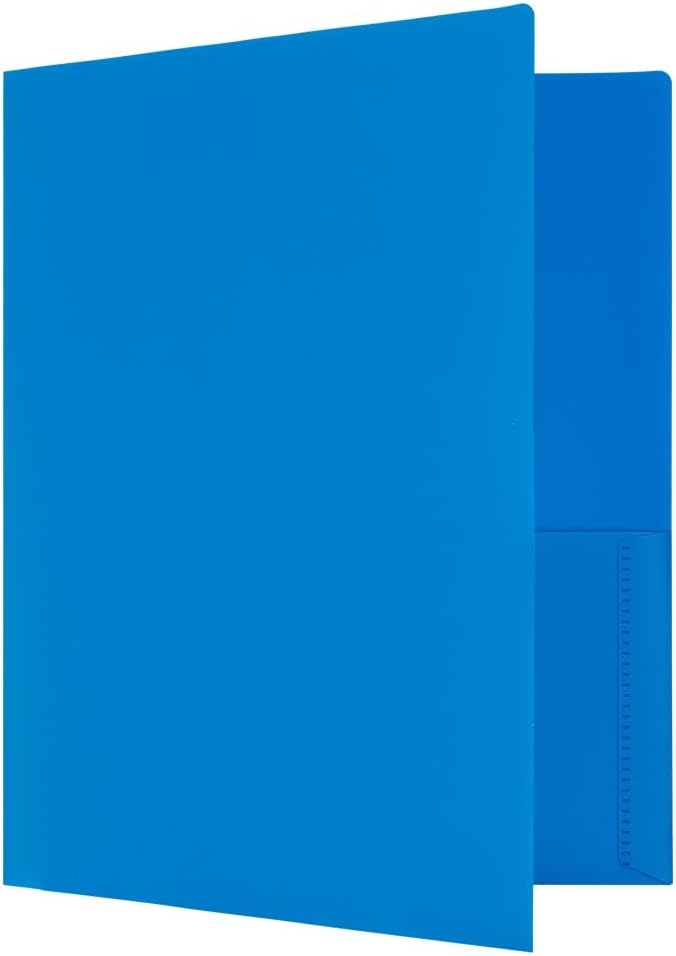 JAM PAPER Heavy Duty Plastic 2 Pocket Extra Tough School Folders - Assorted Primary Colors - 6/Pack