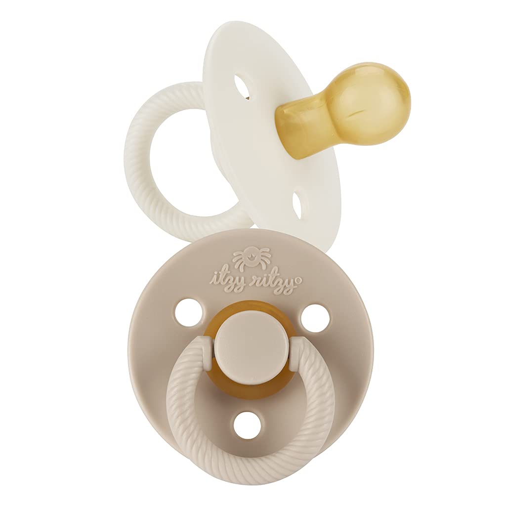 Itzy Ritzy Natural Rubber Pacifiers for 0–6 Mos, Set of 2 (Coconut/Toast)