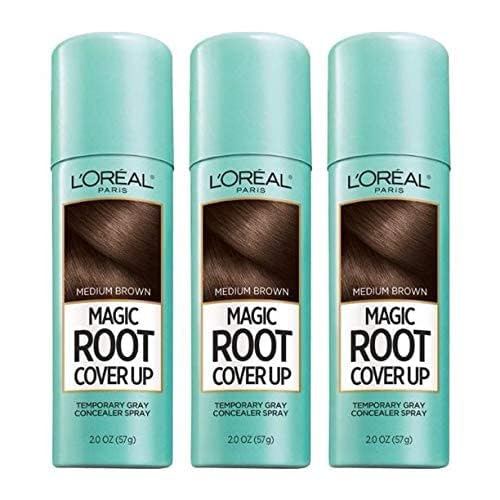 L'Oreal Paris Magic Root Cover Up Gray Concealer Spray Medium Brown 6 oz (3 pack)