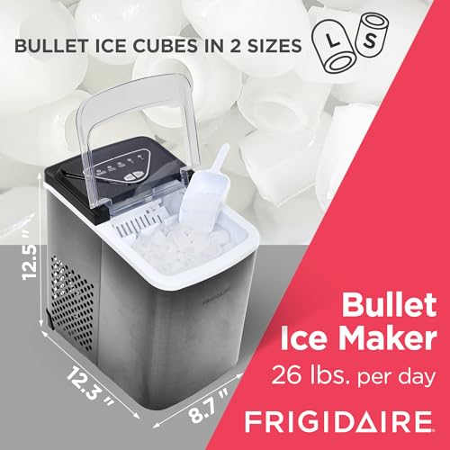 Frigidaire EFIC123-SS Counter Top Maker, Produces 26 pounds Ice per Day, Stainless Steel, Stainless