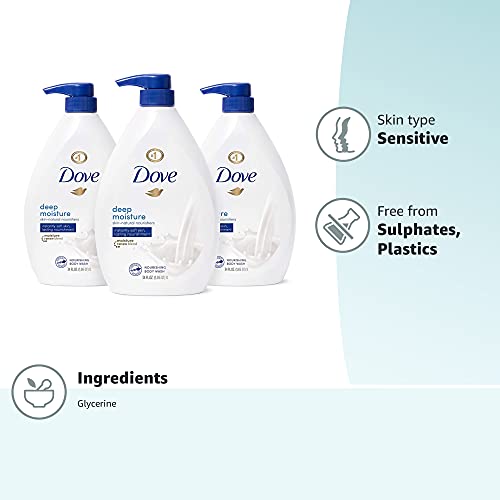 Dove Body Wash with Pump with Skin Natural Nourishers for Instantly Soft Skin and Lasting Nourishment Deep Moisture Cleanser Effectively Washes Away Bacteria While Nourishing Your Skin 34 oz 3 Count