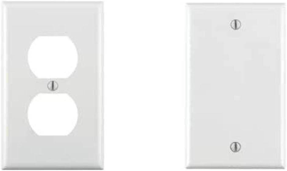 Leviton 1-Gang Duplex Device Receptacle Wallplate, Standard Size, Thermoplastic Nylon, Device Mount, 1 Pack, 80703-W, White