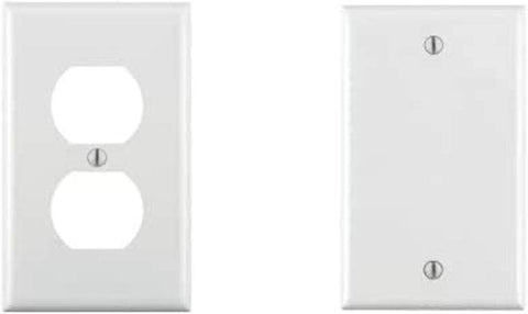 Leviton 1-Gang Duplex Device Receptacle Wallplate, Standard Size, Thermoplastic Nylon, Device Mount, 1 Pack, 80703-W, White