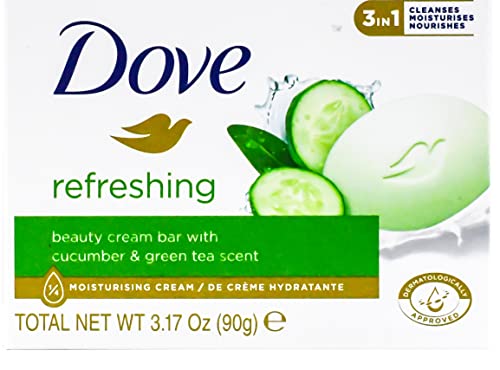 Dove, Beauty Bar Soap Variety Pack of 14, Go Fresh, Shea Butter, Coconut Milk, White, Pampering, Restoring, Exfoliating - 90g (7 Scents, 2 of Each)