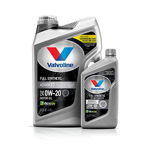 Valvoline Advanced Full Synthetic SAE 0W-20 Motor Oil 1 QT, Case of 6