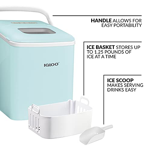 Igloo Automatic Self-Cleaning Portable Electric Countertop Ice Maker Machine With Handle, 26 Pounds in 24 Hours, 9 Ice Cubes Ready in 7 minutes, With Ice Scoop and Basket