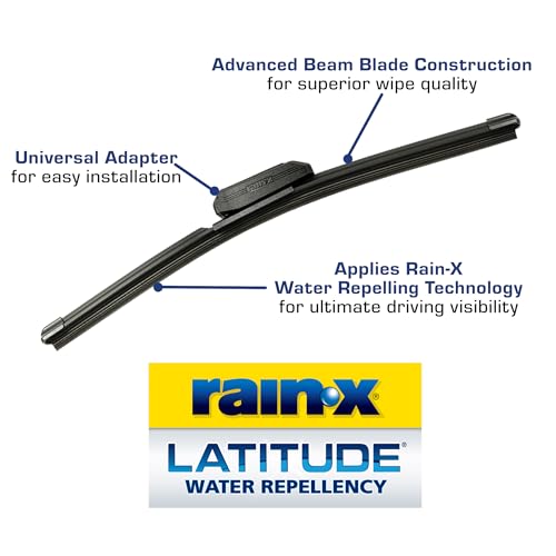 Rain-X 810163 Latitude 2-In-1 Water Repellent Wiper Blades, 26" and 16" Windshield Wipers (Pack Of 2), Automotive Replacement Windshield Wiper Blades With Patented Water Repellency Formula