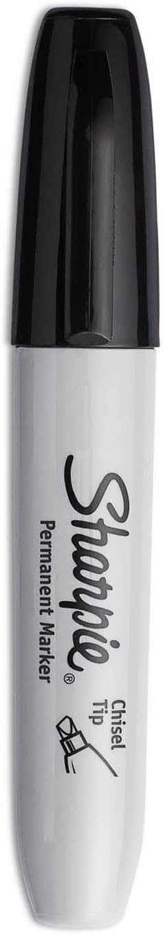 Sharpie Permanent Markers, Large, Chisel Tip, Black, 4 Count - Marks on Paper, Plastic, Metal, and More