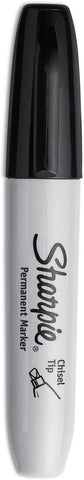 Sharpie Permanent Markers, Large, Chisel Tip, Black, 4 Count - Marks on Paper, Plastic, Metal, and More
