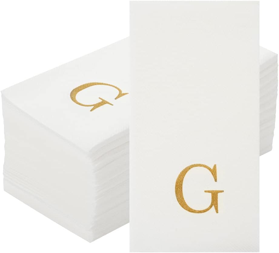 Restaurantware Gold Letter G Linen-Feel Guest Towels, Airlaid, 50 Count