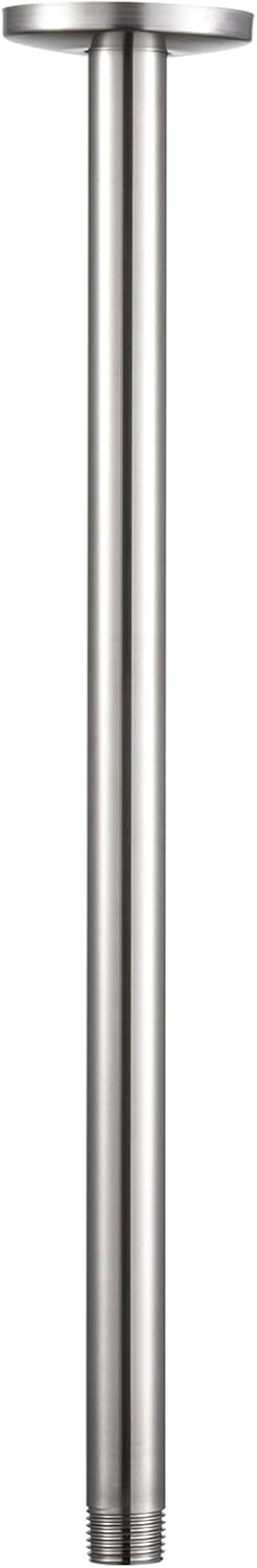OFFO Shower Arm with Flange, 16 in Brushed Nickel Ceiling Mount Replacement Rain Shower Head Straight Arm Ceiling-Mounted For Fixed Shower Head & High Pressure Rain