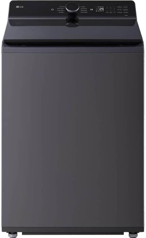 LG Matte Black Mega Capacity Top Load Washer and Dryer Pair with TurboWash Technology SmartThinQ WiFi Connectivity Steam Dry Sensor Dry Dryer Vent Power Cable and 12 Month CPS Protection Plan (Black)