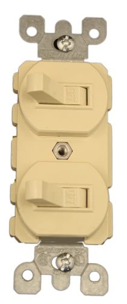 Leviton 20 Amp, 120/277 Volt, Duplex Style Single-Pole / Single-Pole AC Combination Switch, Commercial Grade, 5334-W, White
