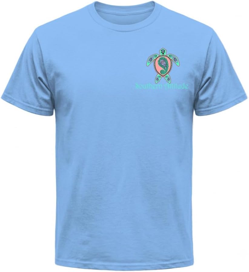 Southern Attitude Women's Short Sleeve Paisley Sea Turtle T-Shirt