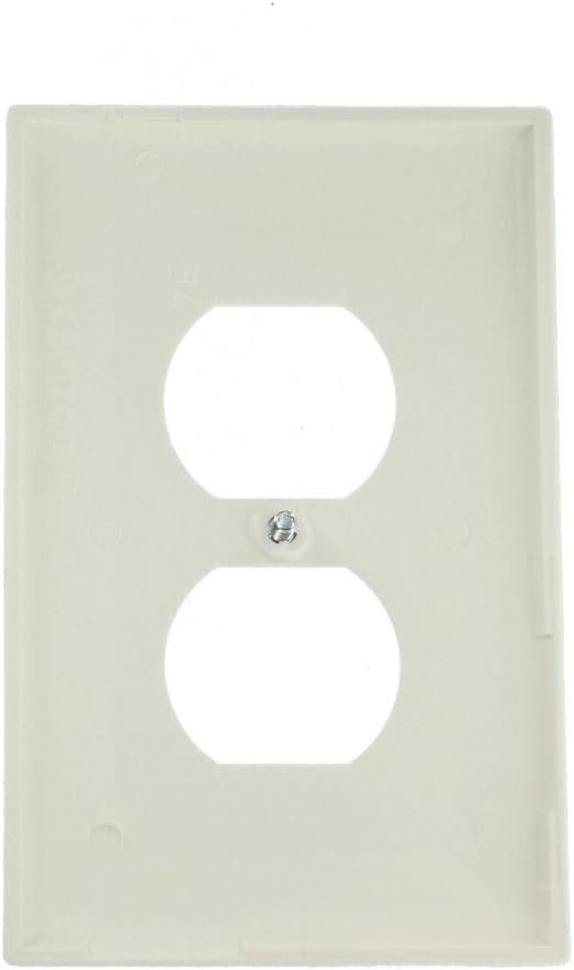 Leviton Direct Size, White Leviton PJ8-WM 1-Gang Duplex Receptacle Wallplate, Midway, Thermoplastic Nylon, Device Mount, 10 Pack