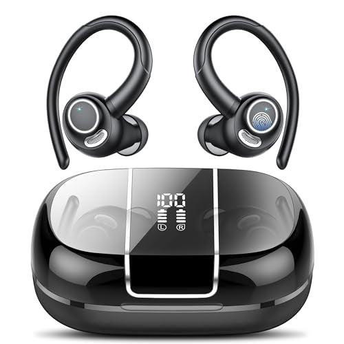 Csasan Headphones Wireless Earbuds Sport, Bluetooth 5.3 Over Ear Buds Stereo Deep Bass Headset with Earhooks, 48H Wireless Earphones with HD Mic, IP7 Waterproof Earbud for Sports/Running/Workout