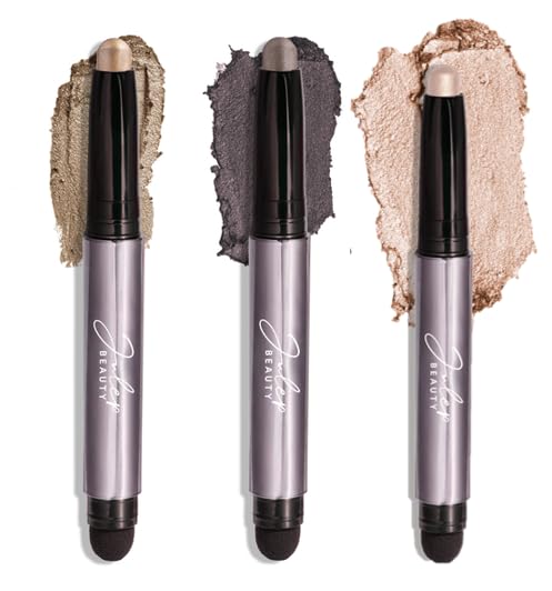 Julep Eyeshadow 101 Trio: Waterproof Crème-to-Powder Eyeshadow Sticks in Pearl Shimmer, Galaxy Grey & Silver Moonlight Shimmer - Long-Lasting, Easy Application - 3pc set