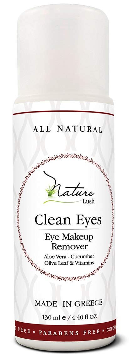 Nature Lush The Best Natural Eye & Face Makeup Remover - Oil Free - Rich Vitamins - Non Irritating – No Hazardous Chemicals - “Clean Eyes Made In Greece 4.4 oz