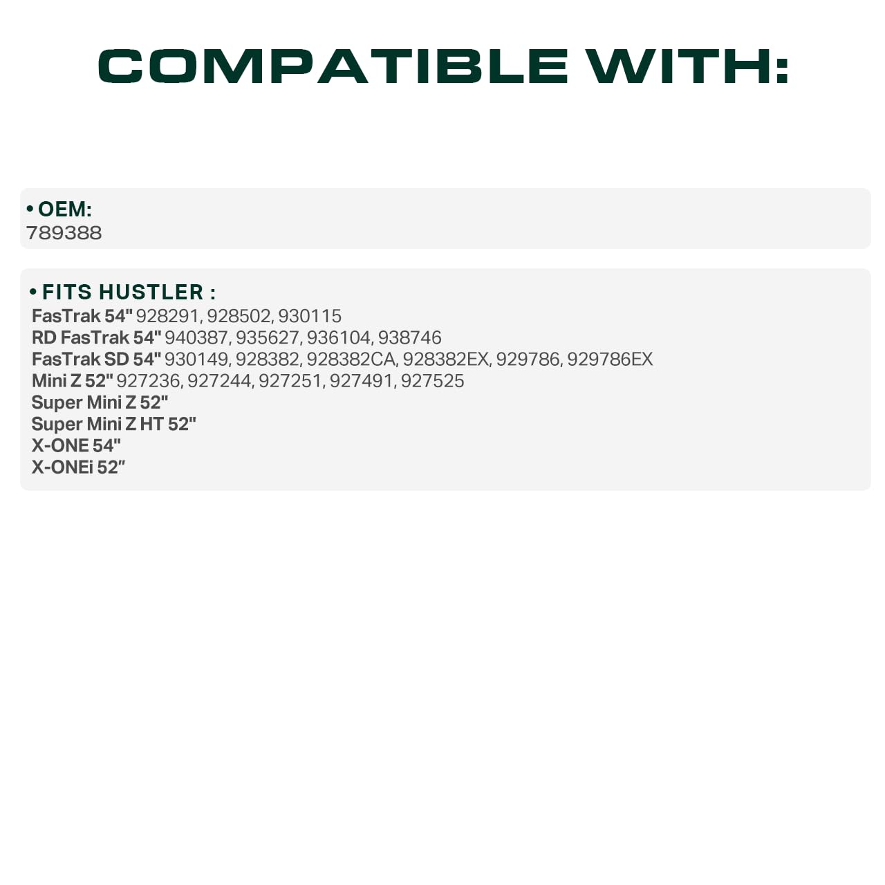 UDC Parts 789388 Hustler FasTrak 54 Inch Mower Deck Belt Replacement