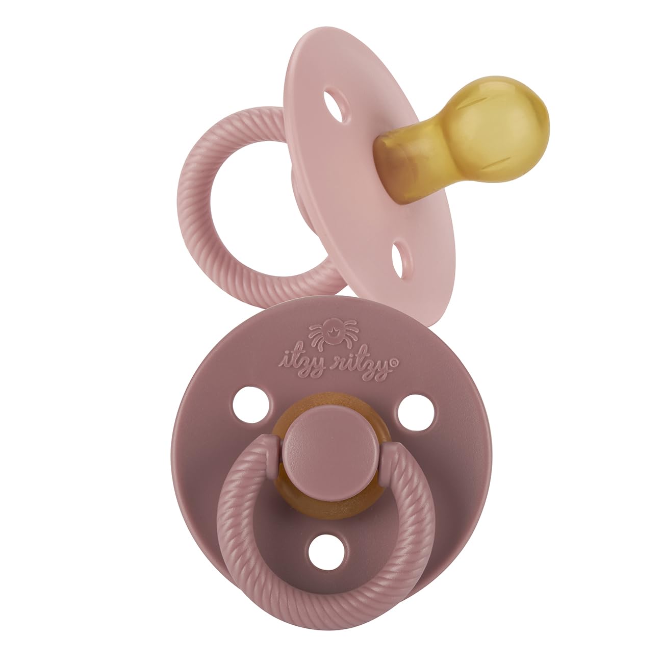 Itzy Ritzy Natural Rubber Pacifiers, 6-18 Mos, Set of 2, Blossom/Rosewood