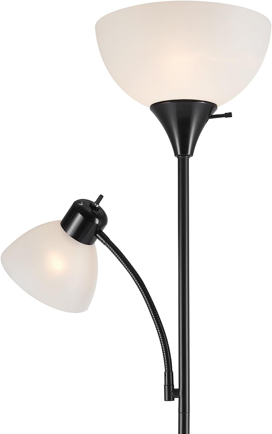 Globe Electric 67135 72" Floor Lamp with Adjustable Reading Light, Bright, Easy-to-Assemble Torchiere for Bedroom, Living Room & Office - Space-Saving Slim Design