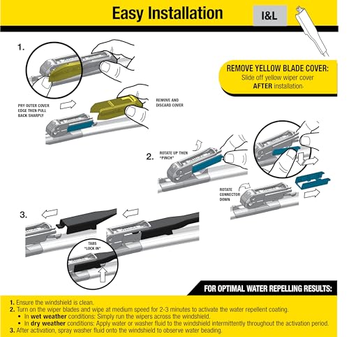 Rain-X 810163 Latitude 2-In-1 Water Repellent Wiper Blades, 26" and 16" Windshield Wipers (Pack Of 2), Automotive Replacement Windshield Wiper Blades With Patented Water Repellency Formula