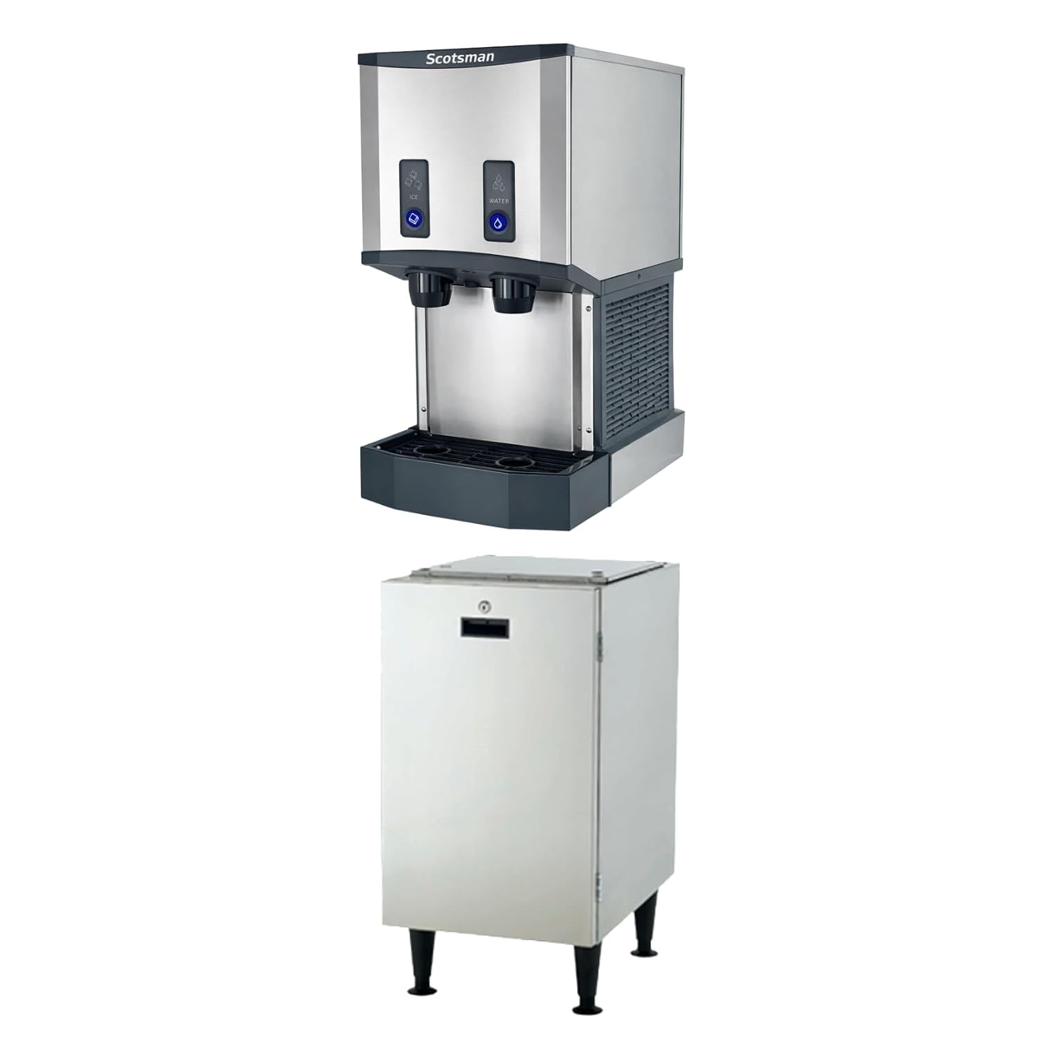 Scotsman Meridian Push-Button Countertop Nugget Ice Maker & Water Dispenser - 500 lb/Day, 40 lb Storage Bin, Stand w/Door