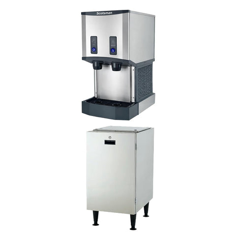 Scotsman Meridian Push-Button Countertop Nugget Ice Maker & Water Dispenser - 500 lb/Day, 40 lb Storage Bin, Stand w/Door