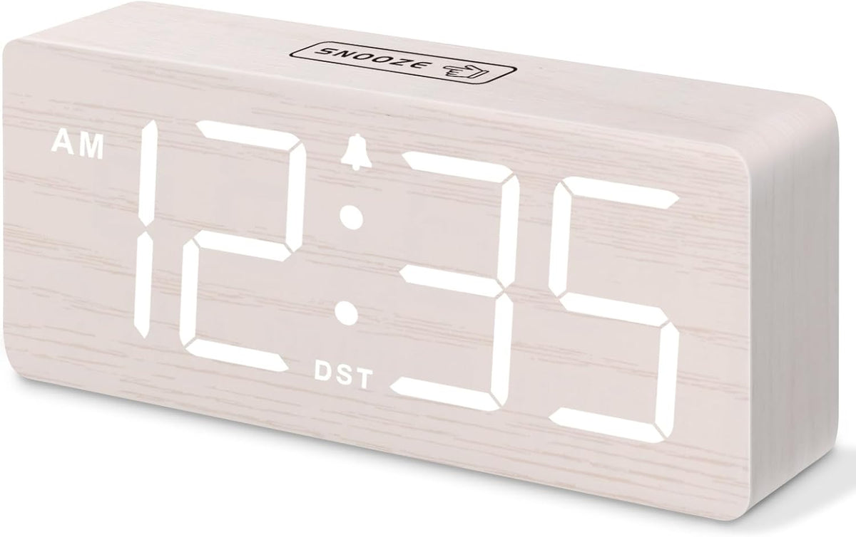 DreamSky Wooden Digital Alarm Clock for Bedroom with Large Numbers