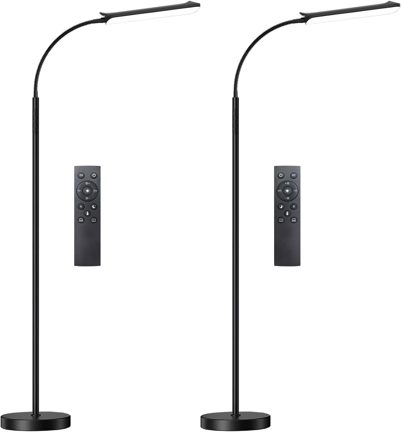 marctronic Floor Lamp 2 Pack, 18W 1800LM Bright LED Floor Lamp with 2 Remotes & Works with Smart Plug, Dimmable Timing Eye Caring Standing Reading Floor Lamps for Living Room Bedroom Office