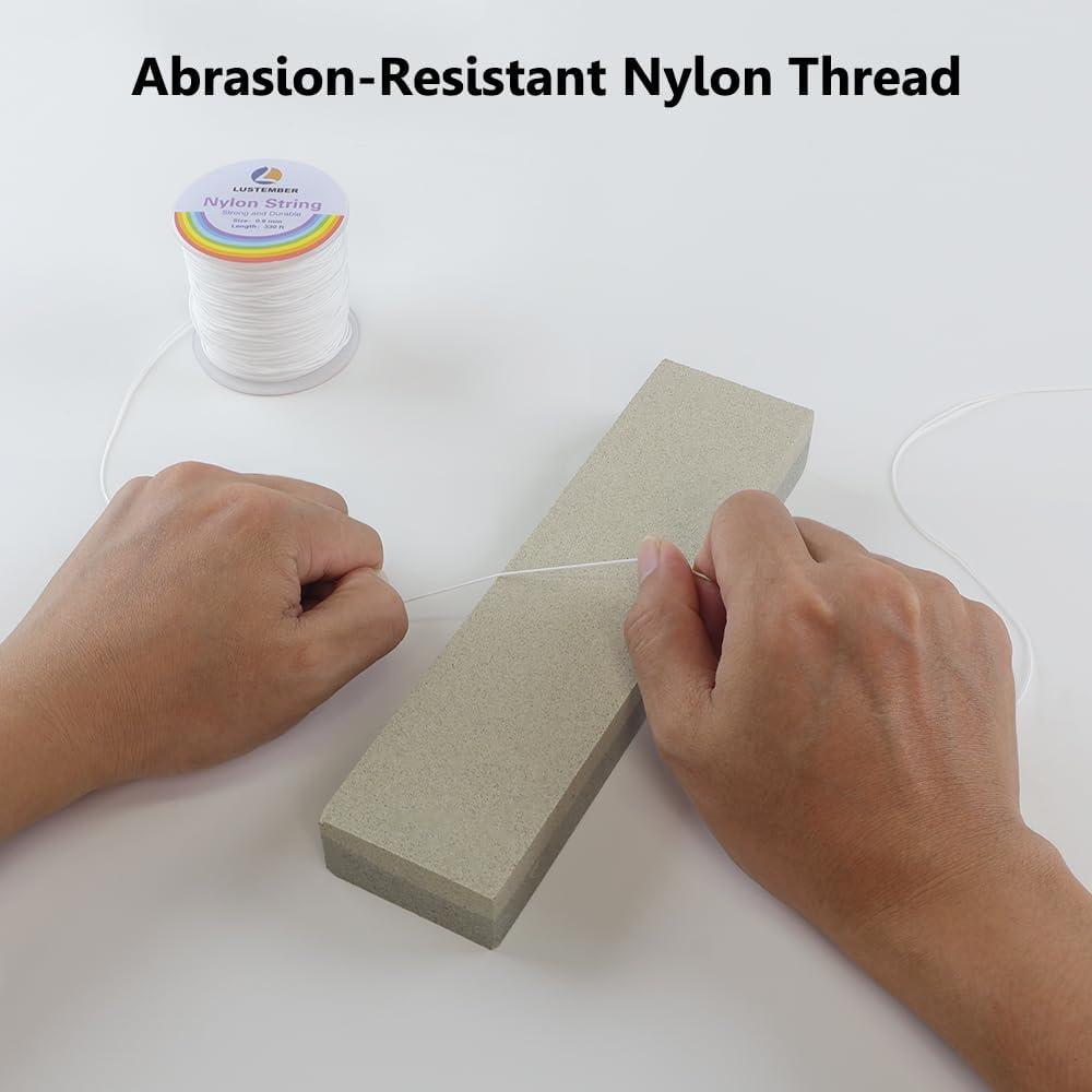 LUSTEMBER 0.8mm Nylon String, Strong Bracelet String, Durable Nylon Cord for Jewelry Making, Bracelets, Beading, Necklaces, Rattail Braiding, Kumihimo, Wind Chimes, Blinds and Handicrafts