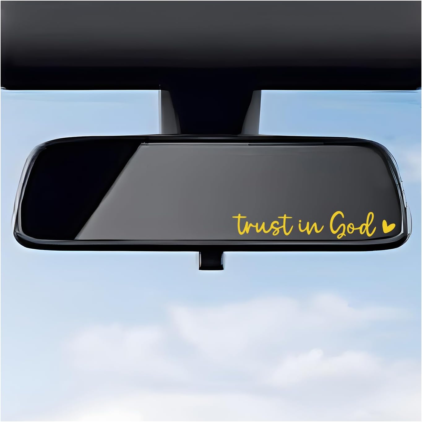 DXNQ 2PCS Trust in God Rearview Mirror Decals, Automotive Vinyl Rear View Mirror Decorative Stickers, Waterproof Trust in God Stickers for Car Truck Laptop, Car Accessories (Yellow)