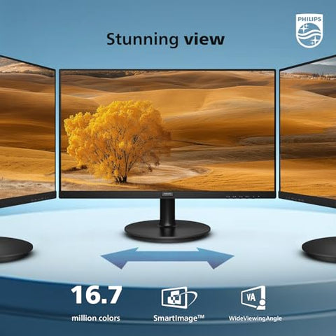 PHILIPS 22 inch Class Thin Full HD (1920 x 1080) Monitor, 100Hz Refresh Rate, VESA, HDMI x1, VGA x1, LowBlue Mode, Adaptive Sync, 4 Year Advance Replacement Warranty, 221V8LB