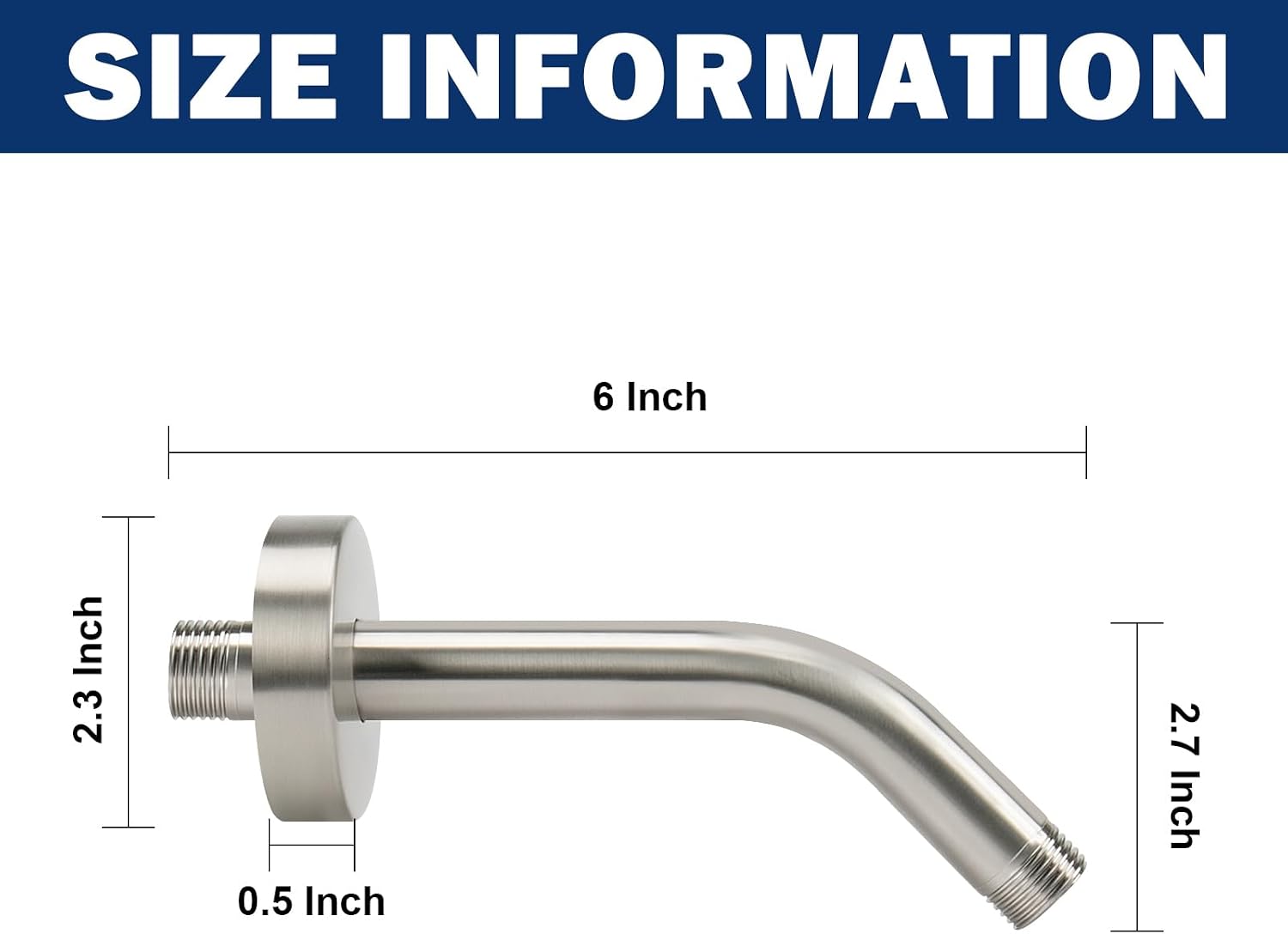 NearMoon Shower Arm with Flange, Made of 304 Stainless Steel Shower Extension Extender Pipe, Wall-Mounted for Fixed Bathroom Showerhead, Never Rust (6 Inch, Brushed Nickel)