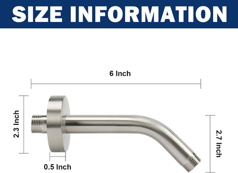 NearMoon Shower Arm with Flange, Made of 304 Stainless Steel Shower Extension Extender Pipe, Wall-Mounted for Fixed Bathroom Showerhead, Never Rust (6 Inch, Brushed Nickel)