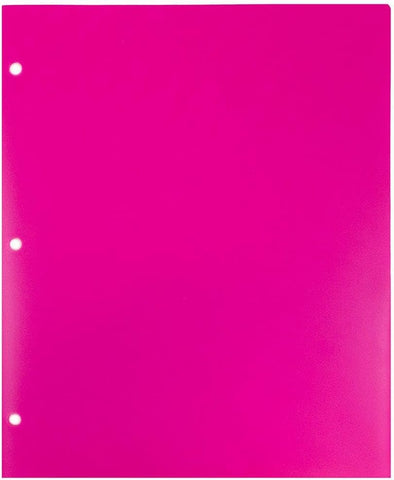 JAM PAPER Heavy Duty Plastic 3 Hole Punch Pocket Folders - Extra Tough School Folders - Fuchsia Hot Pink - 12/Pack