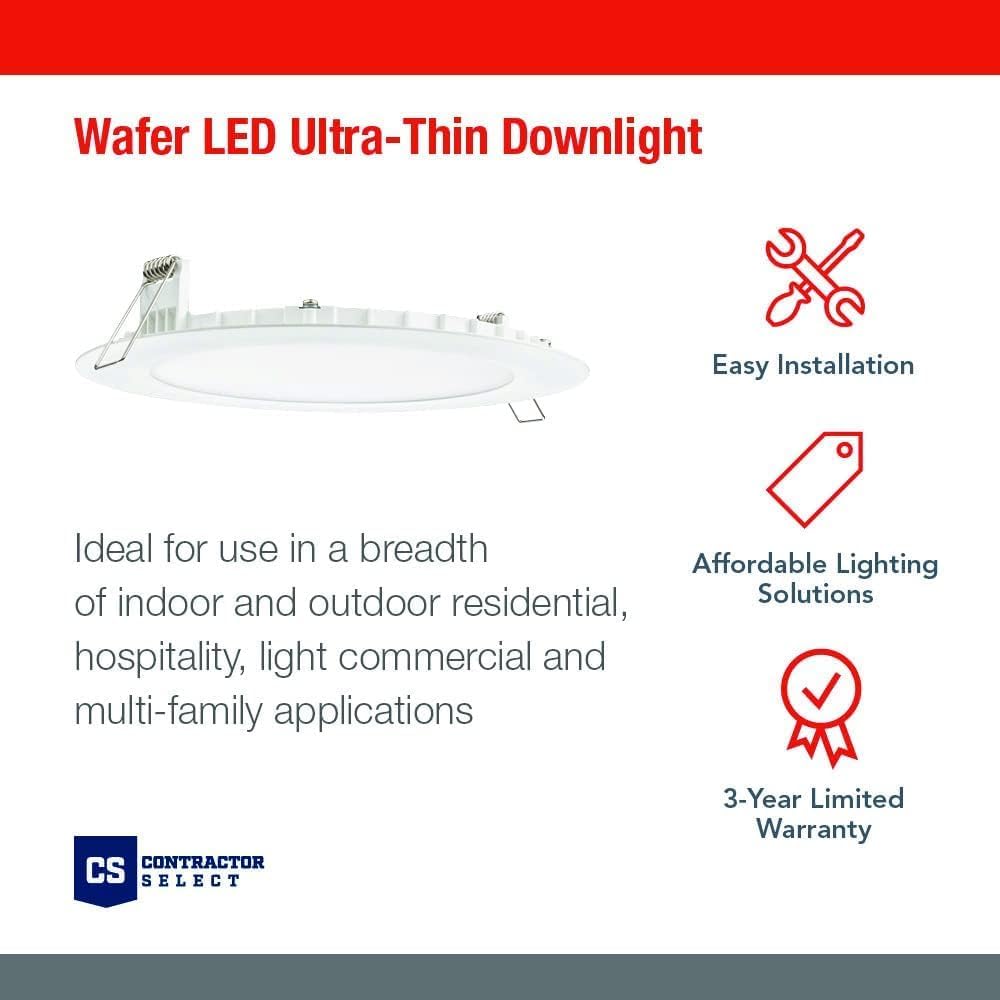 Juno 4" LED Recessed Lights, 5-in-1 CCT, Ultra-Thin Flat Trim, White, 6-Pk
