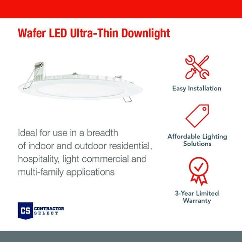 Juno 4" LED Recessed Lights, 5-in-1 CCT, Ultra-Thin Flat Trim, White, 6-Pk
