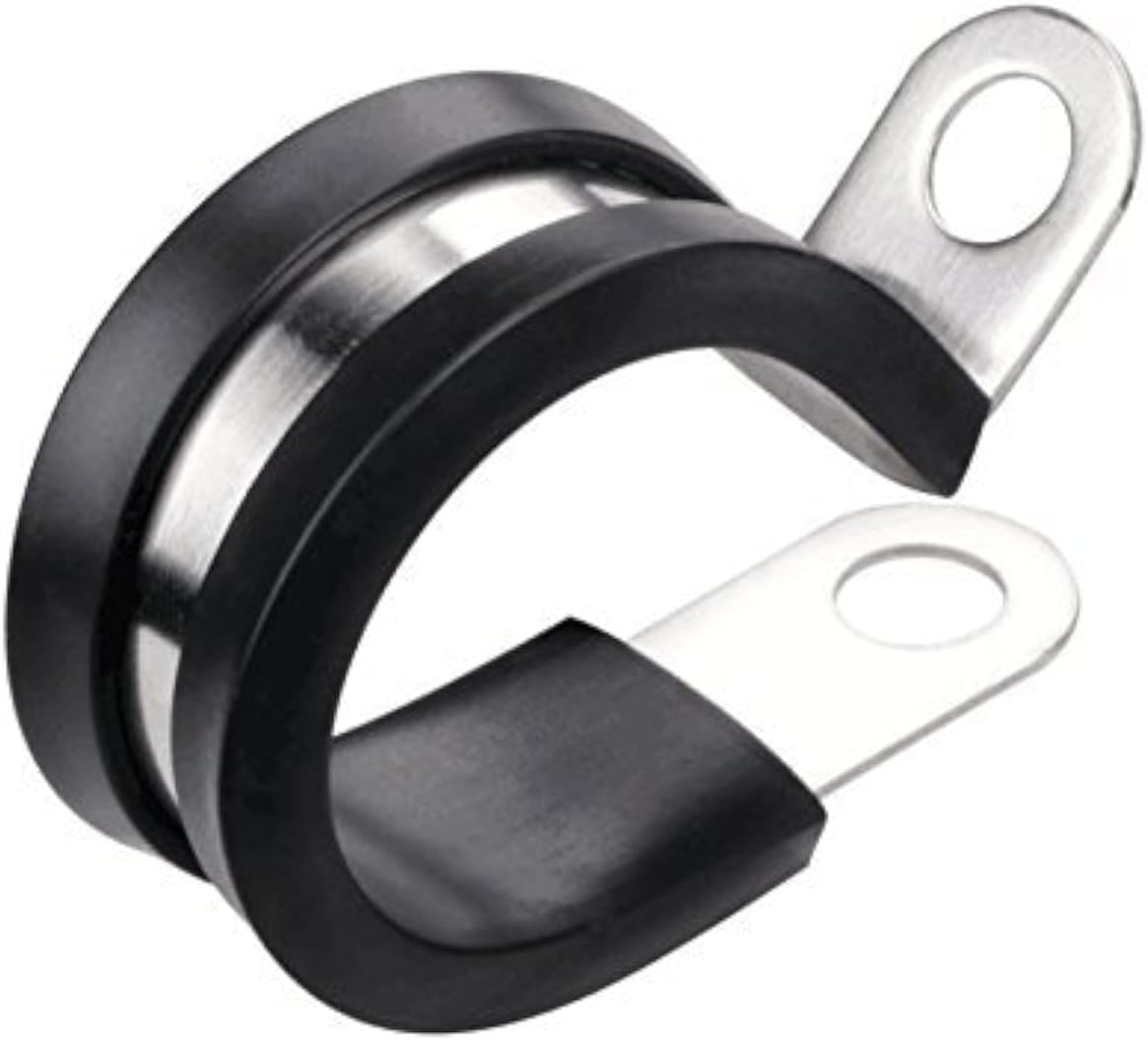 LOKMAN 20 Pack 1/2 Inch Stainless Steel Cable Clamp, Rubber Cushioned Insulated Clamp, Conduit Wire Holder Strap Clips for Tube, Pipe or Wire Cord Installation