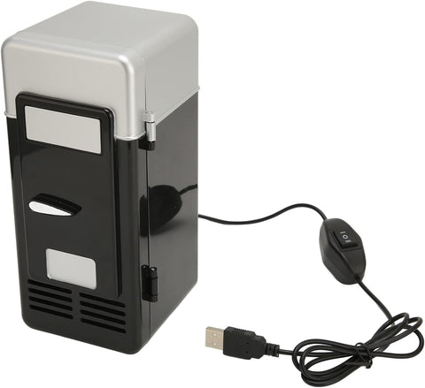 Mini USB Fridge Cooler Beverage Drink Cans Cooler Warmer Refrigerator for Laptop Bedroom, Portable Cold Fridge for Soda Single Can Cooler Red USB Powered Retro Fridge Desk Office