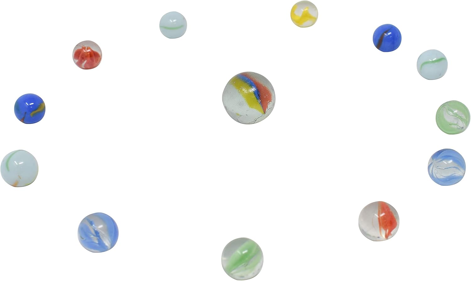 TOYMENDOUS 50 Piece Marbles - Colorful Glass Set with Shooter - Ages 8+