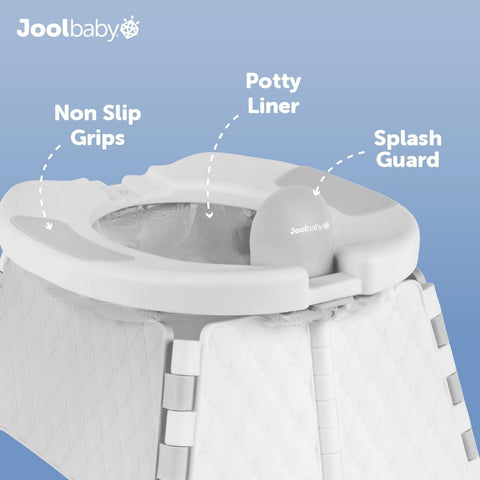 Jool Baby Portable Potty Training Chair with Travel Bag and 30 Liners, Foldable, Indoor/Outdoor Use, Camping (Gray)