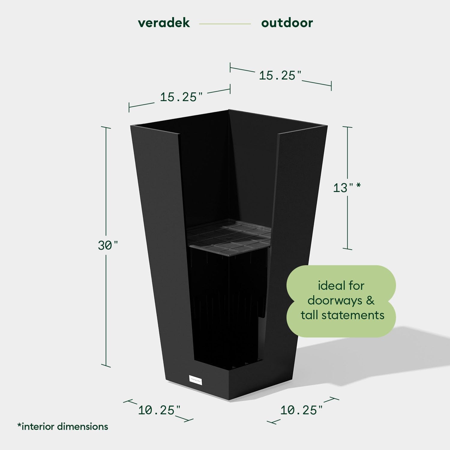 Veradek Pure Series Taper Planter - Tall Tapered Outdoor Planter with Shelf