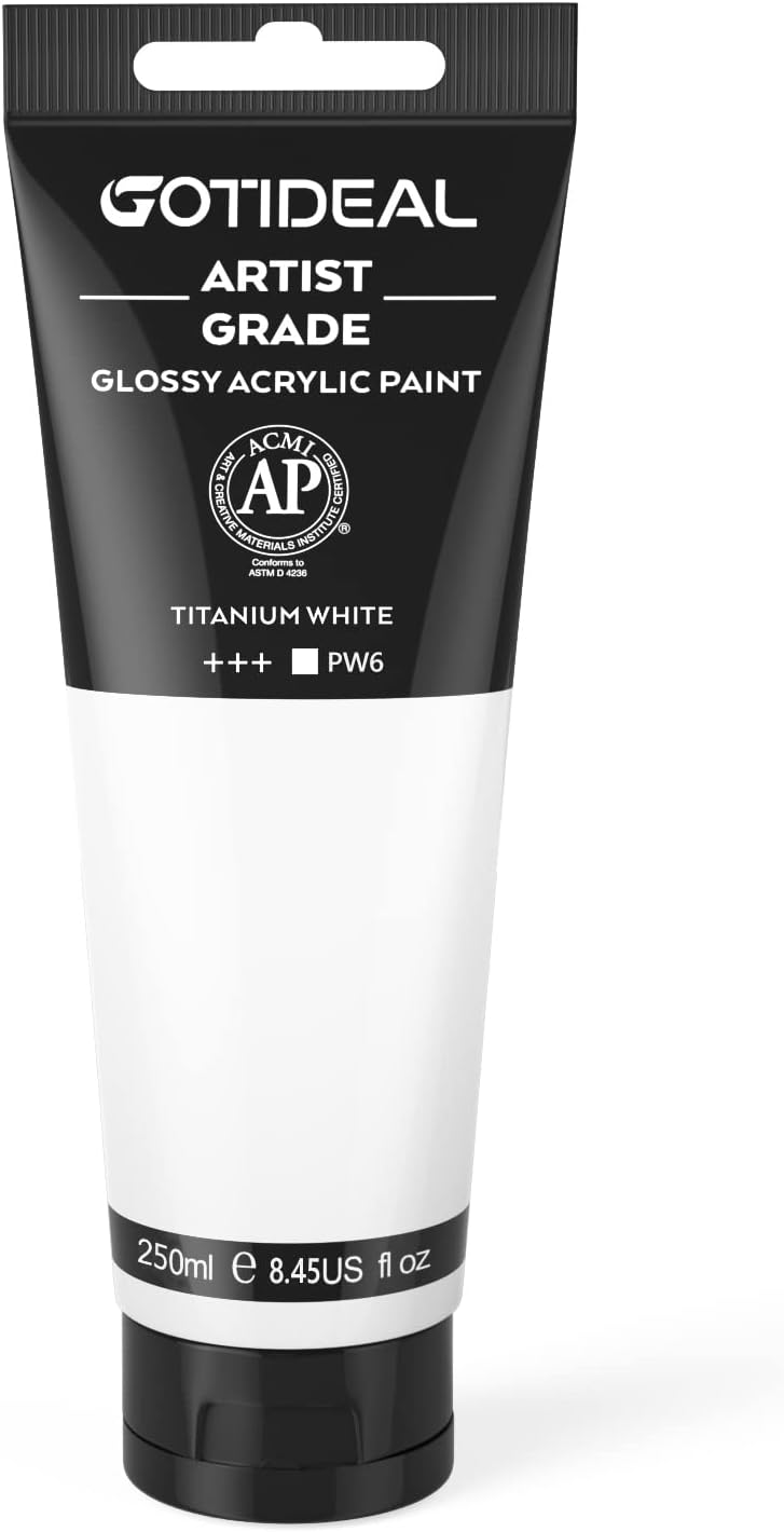 GOTIDEAL Acrylic Paint Titanium White Tubes(250ml, 8.79 oz)