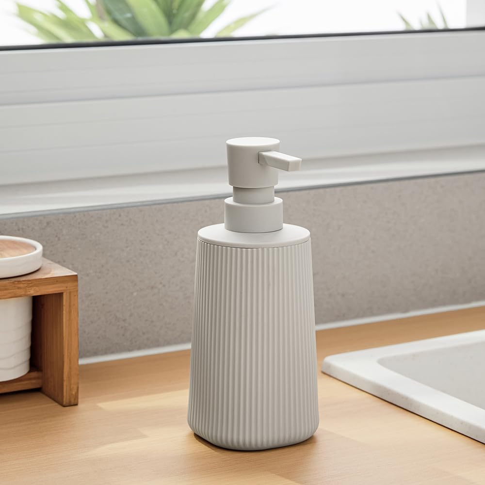 YAUKPH Small Soap Dispenser for Bathroom and Kitchen Matte Beige